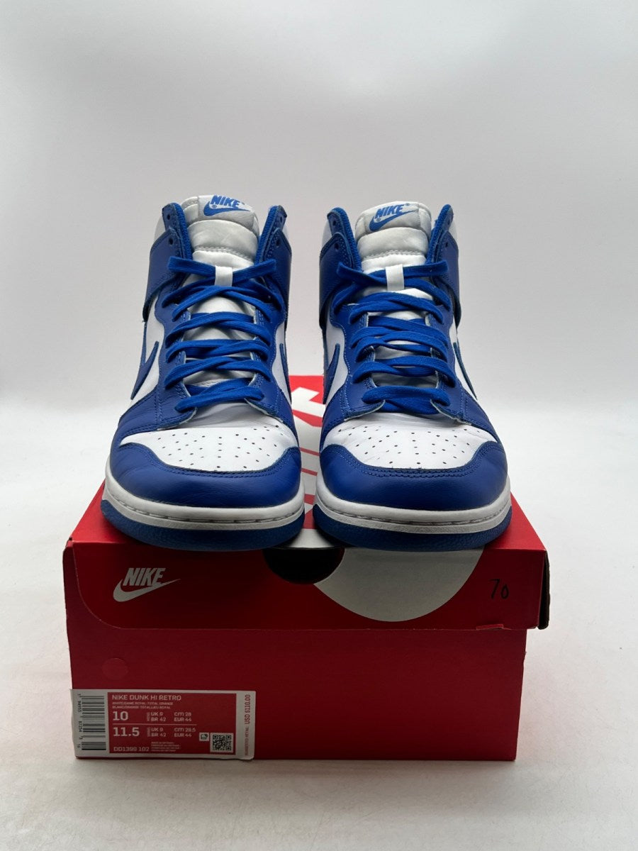 Nike Dunk High Game Royal 10 (Moderately Worn Pre-Owned)NikeWhite/Game Royal-Total Orange - Image 2
