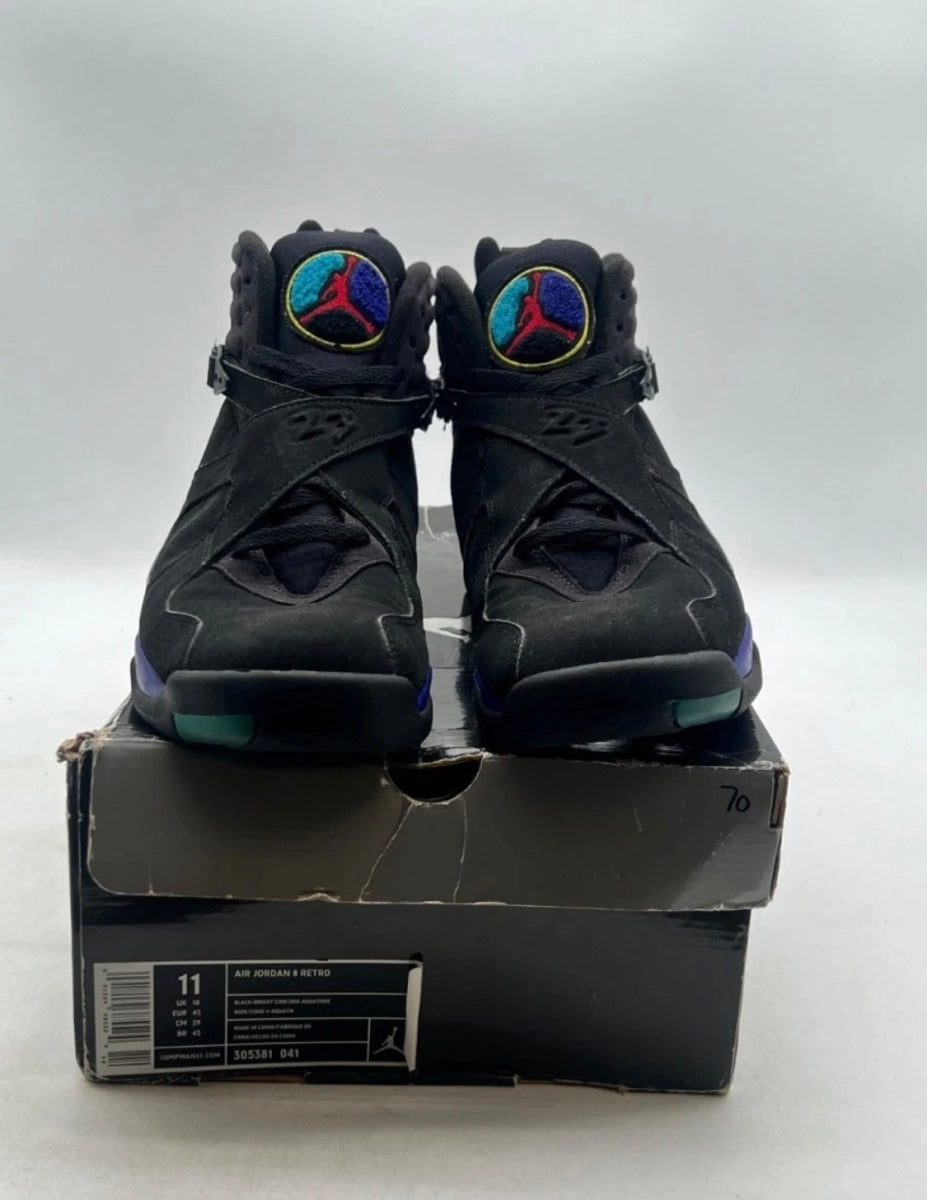 Jordan 8 Retro Aqua (2007) 11 (Heavily Worn Pre-Owned)JordanBlack/Bright Concord-Aqua Tone - Image 2