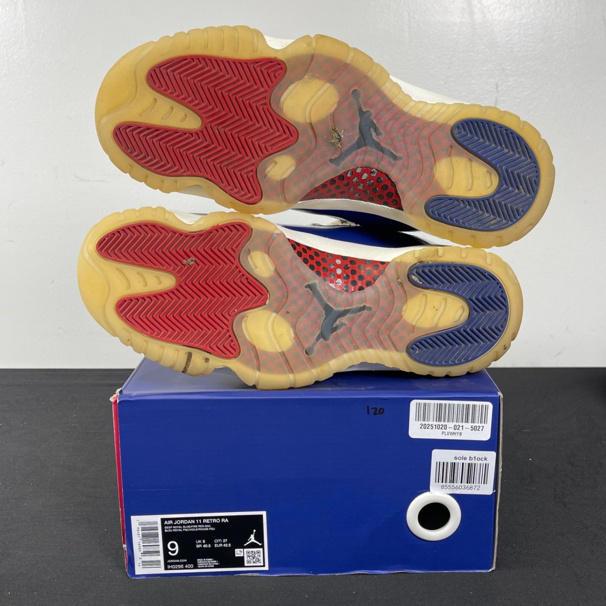 Jordan 11 Retro Rare Air 9 (Moderately Worn Pre-Owned)JordanDeep Royal Blue/Fire Red/Sail/Black/Muslin - Image 5