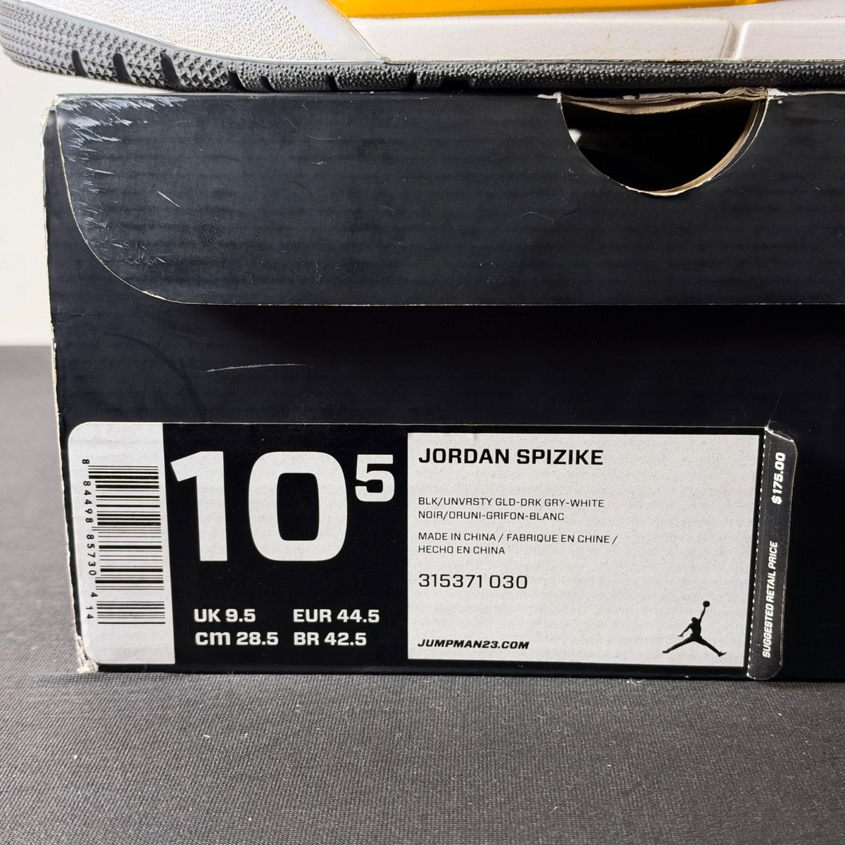 Jordan Spizike Black University Gold (Size 10.5) - aux