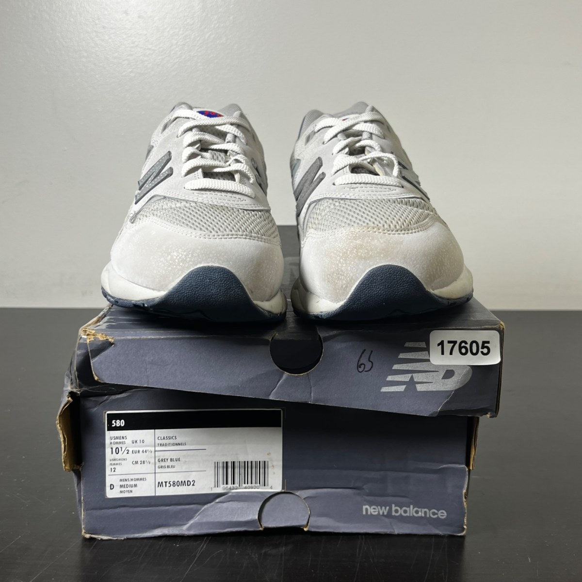 New Balance 580 Grey Day (2023) 10.5 (Lightly Worn Pre-Owned)New BalanceRaincloud/NB Navy/Silver Metallic - Image 2