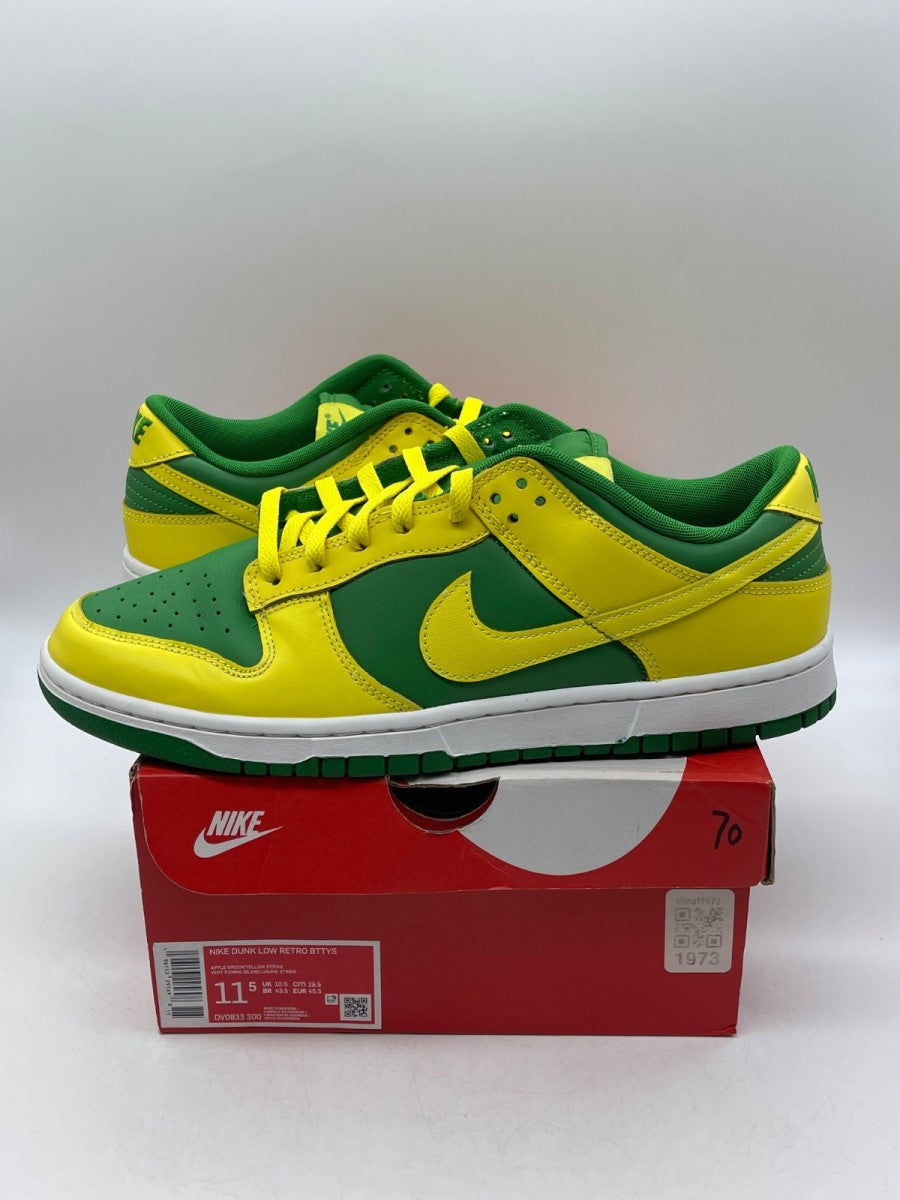 Nike Dunk Low Retro Reverse Brazil 11.5 (Moderately Worn Pre-Owned)NikeApple Green/Yellow Strike-White - Image 1