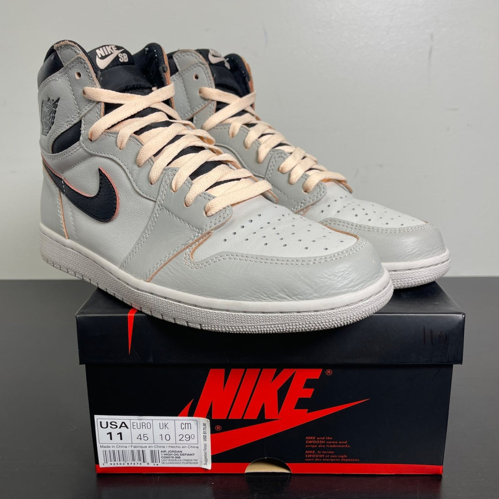 Jordan 1 Retro High OG Defiant SB NYC to Paris 11 (Moderately Worn Pre-Owned)JordanLight Bone/Black-Crimson Tint-Hyper Pink - Image 1