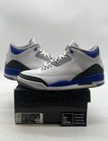 Jordan 3 Retro Racer Blue 12 (Lightly Worn Pre-Owned)JordanWhite/Black-Cement Grey-Racer Blue - Image 1