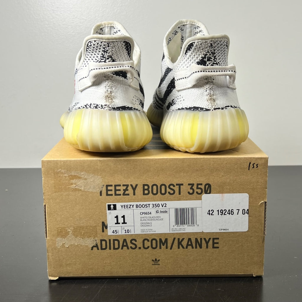 adidas Yeezy Boost 350 V2 Zebra 11 (Moderately Worn Pre-Owned)adidasWhite/Core Black/Red - Image 5