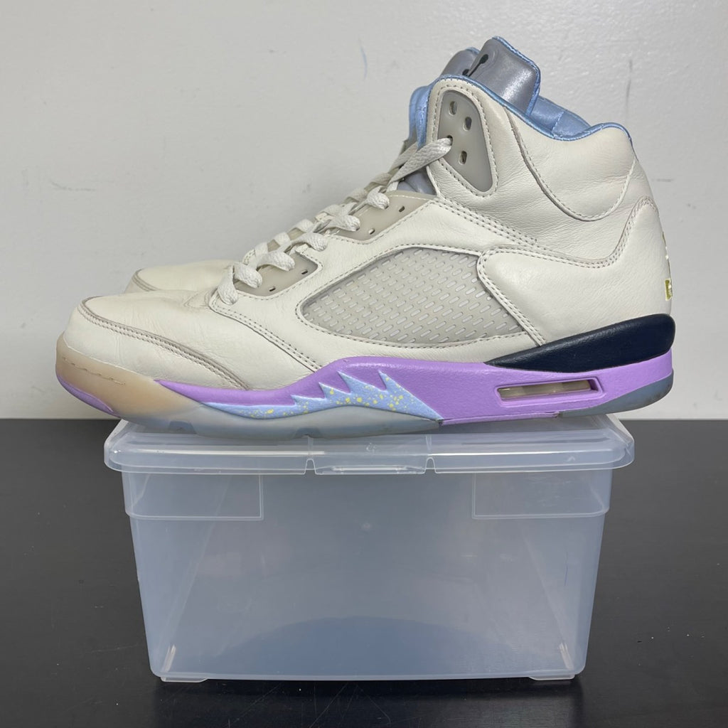 Jordan 5 Retro DJ Khaled We The Best Sail 12 (Moderately Worn Pre-Owned)JordanSail/Washed Yellow-Violet Star - Image 3