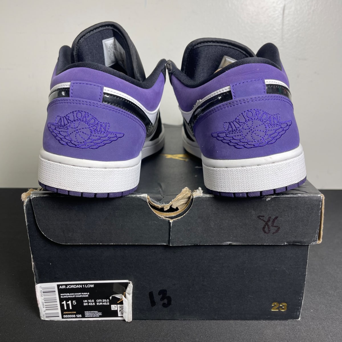 Jordan 1 Low Court Purple (Size 11.5) - aux