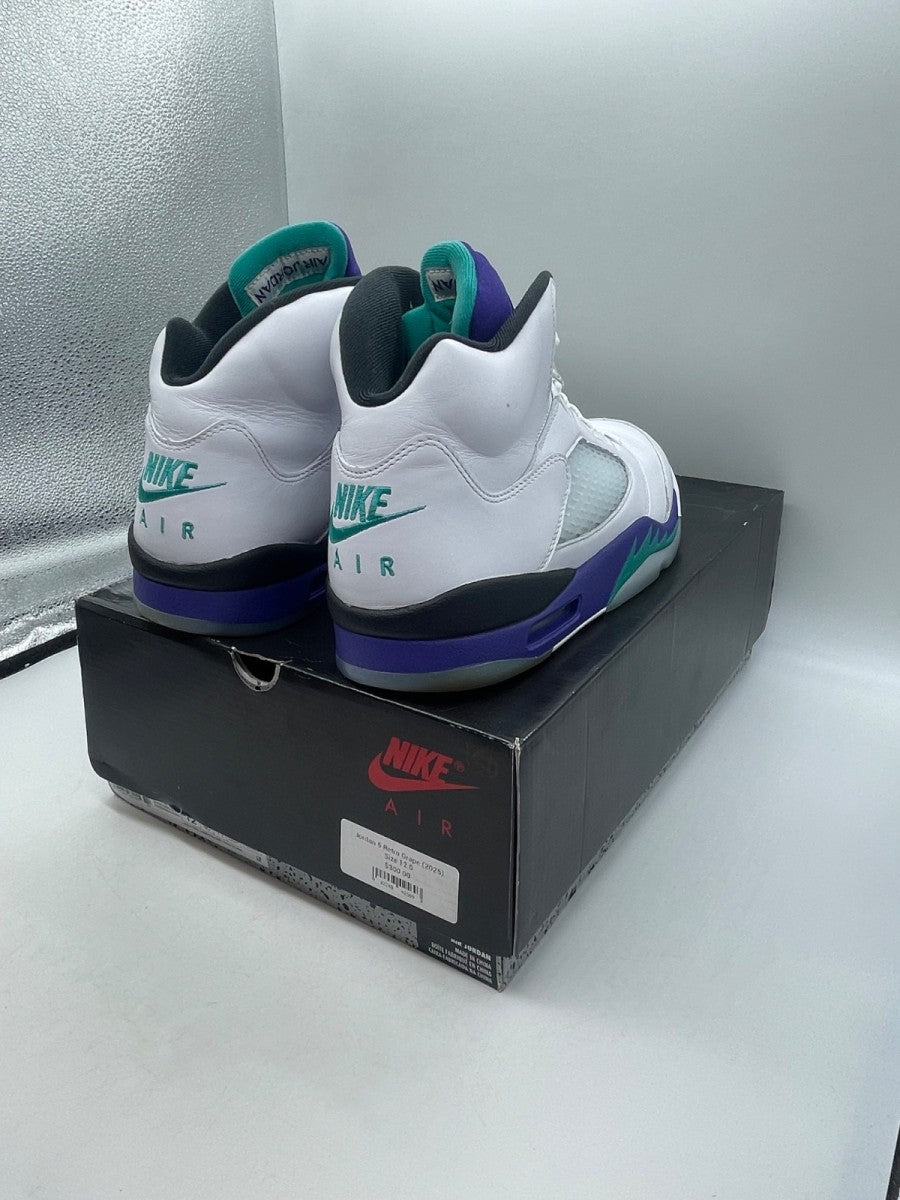 Jordan 5 Retro Grape (2025) 12 (Moderately Worn Pre-Owned)JordanWhite/Grape Ice-New Emerald - Image 5