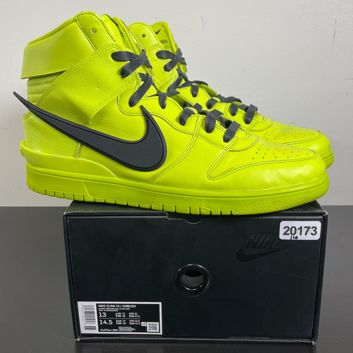 Nike Dunk High AMBUSH Flash Lime 13 (Moderately Worn Pre-Owned)NikeAtomic Green/Flash Lime-Black - Image 1
