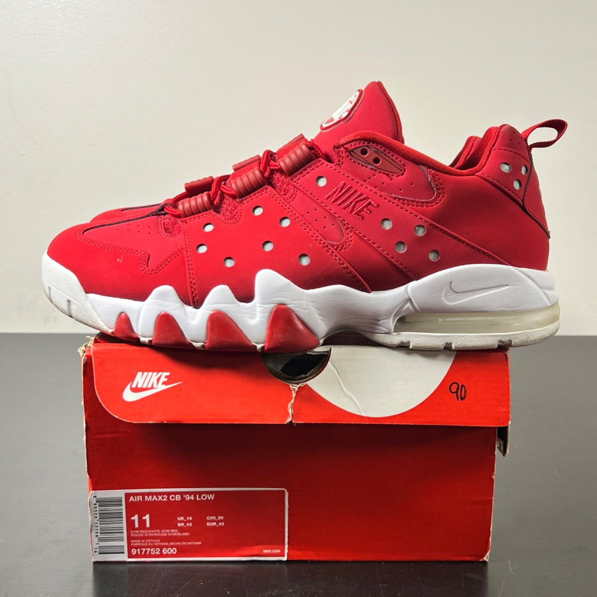 Nike Air Max 2 CB '94 Low Gym Red 11 (Lightly Worn Pre-Owned)NikeGym Red/White-Gym Red - Image 3