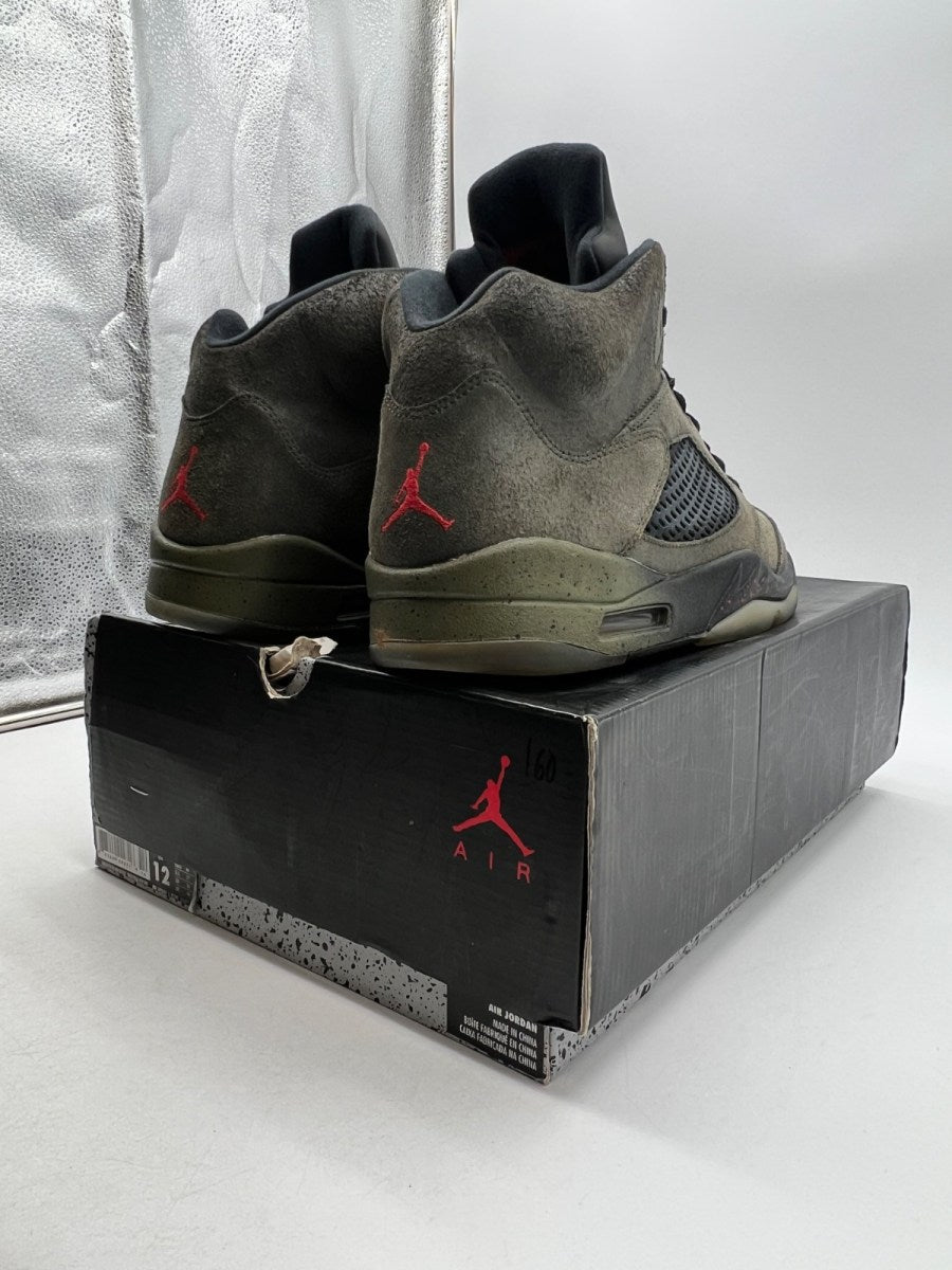 Jordan 5 Retro Fear Pack 12 (Moderately Worn Pre-Owned)JordanSequoia/Fire Red-Medium Olive-Black - Image 3