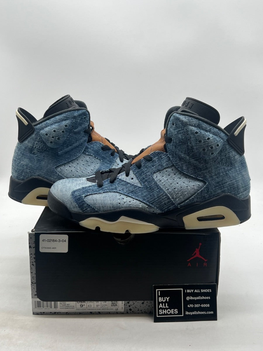 Jordan 6 Retro Washed Denim 9.5 (Lightly Worn Pre-Owned) - Image 1