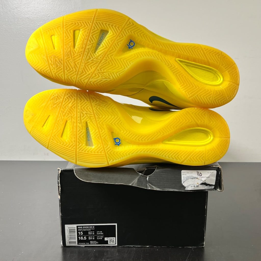 Nike KD 3 Christmas (2023) 15 (Lightly Worn Pre-Owned)NikeVibrant Yellow/Photo Blue-Team Orange - Image 6