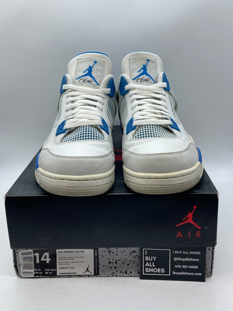 Jordan 4 Retro Military Blue (2012) 14 (Heavily Worn Pre-Owned) - Image 2