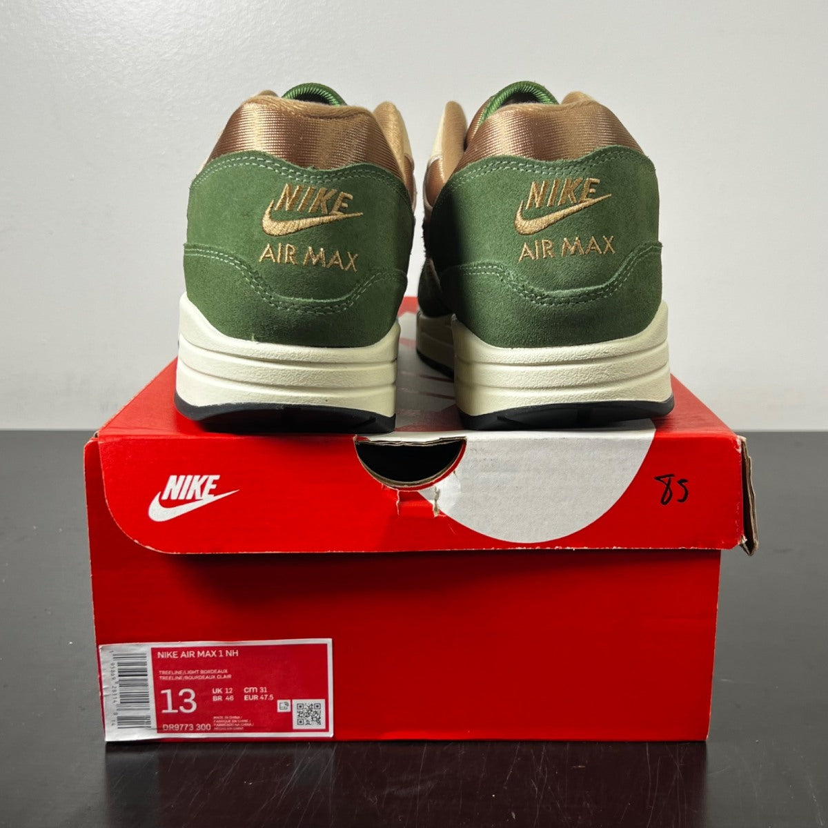 Nike Air Max 1 SH Treeline 13 (Lightly Worn Pre-Owned)NikeTreeline/Light Bordeax - Image 5