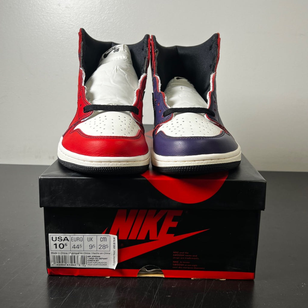Jordan 1 Retro High OG Defiant SB LA to Chicago 10.5 (VNDS Pre-Owned)JordanCourt Purple/Black-Sail-University Gold - Image 2