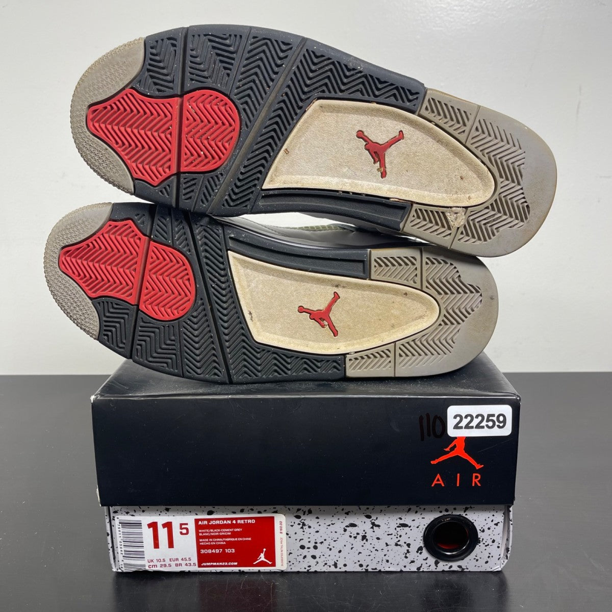 Jordan 4 Retro White Cement (2012) 11.5 (Moderately Worn Pre-Owned)JordanWhite/Black-Tech Grey - Image 5
