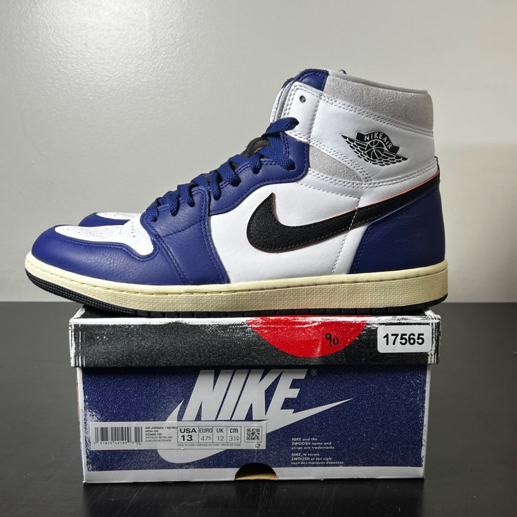 Jordan 1 Retro High OG Rare Air 13 (Moderately Worn Pre-Owned)JordanWhite/Black-Neutral Grey-Deep Royal Blue-Muslin - Image 3