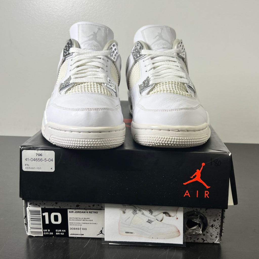 Jordan 4 Retro Pure Money (2017) 10 (Lightly Worn Pre-Owned)JordanWhite/Metallic Silver-Pure Platinum - Image 2