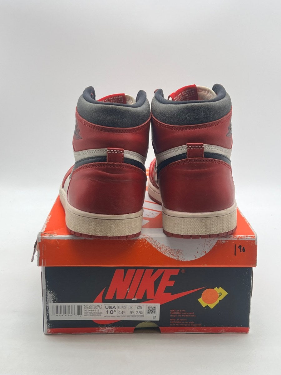 Jordan 1 Retro High OG Chicago Lost and Found 10.5 (Moderately Worn Pre-Owned)JordanVarsity Red/Black-Sail-Muslin - Image 3