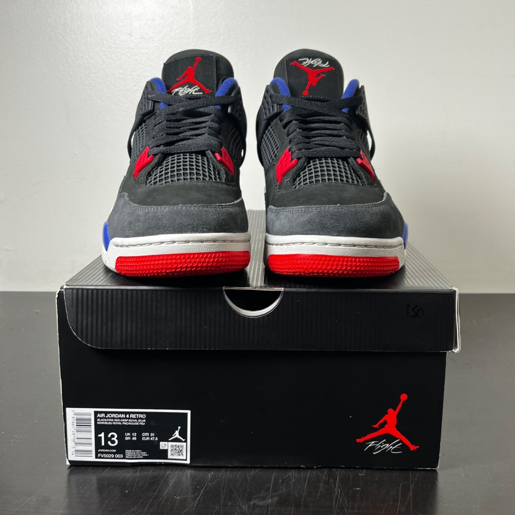 Jordan 4 Retro Rare Air (Gold Lettering) 13 (Lightly Worn Pre-Owned)JordanBlack/Fire Red/Deep Royal Blue/Dark Smoke Grey/Tech Grey - Image 2
