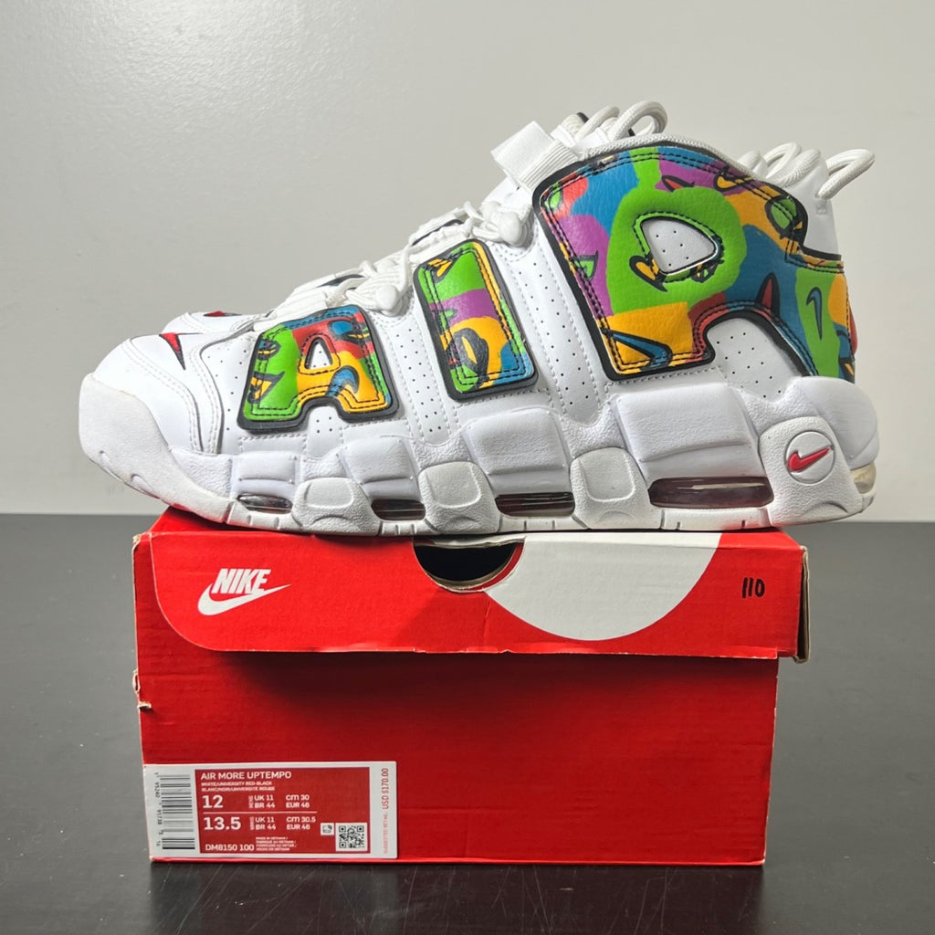 Nike Air More Uptempo Peace, Love, Swoosh 12 (Moderately Worn Pre-Owned)NikeWhite/Black-University Gold-University Red - Image 3