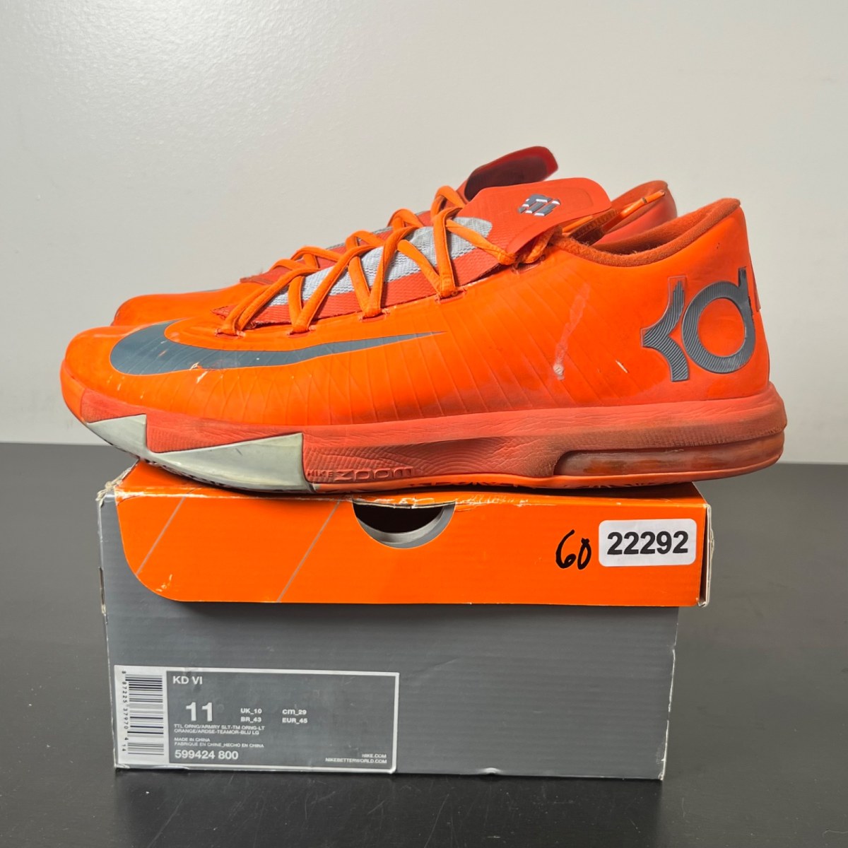 Nike KD 6 NYC 66 11 (Heavily Worn Pre-Owned)NikeTotal Orange/Armory Slate-Team Orange-Armory Blue - Image 3