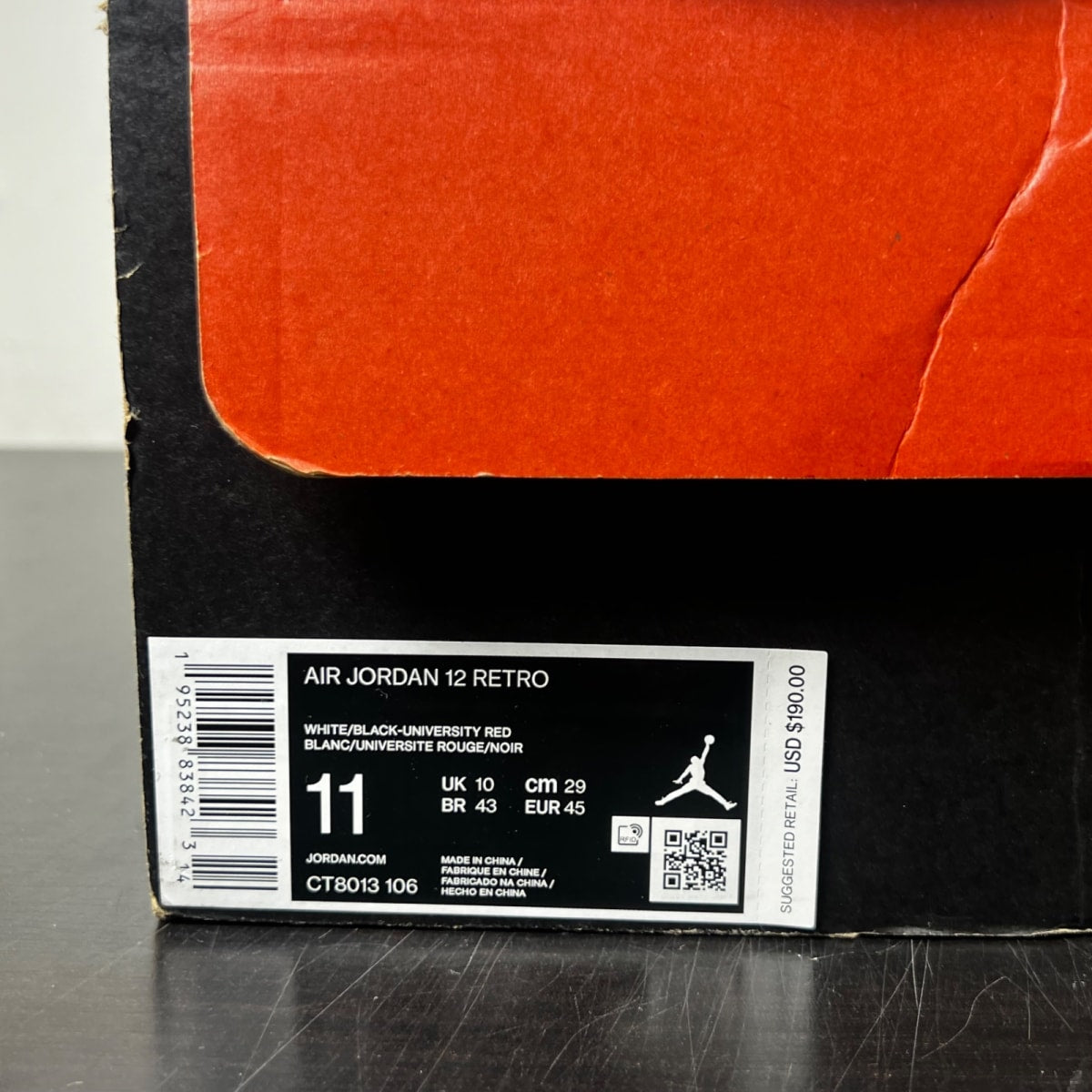 Jordan 12 Retro Twist 11 (Lightly Worn Pre-Owned)JordanWhite/Black-University Red - Image 4