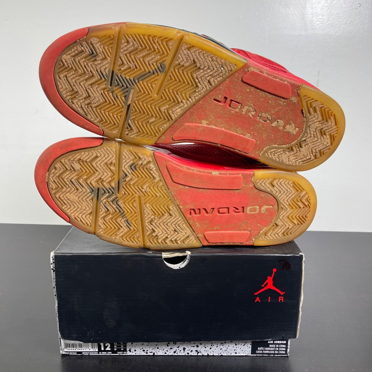 Jordan 5 Retro Red Suede 12 (Moderately Worn Pre-Owned)JordanUniversity Red/Black - Image 5