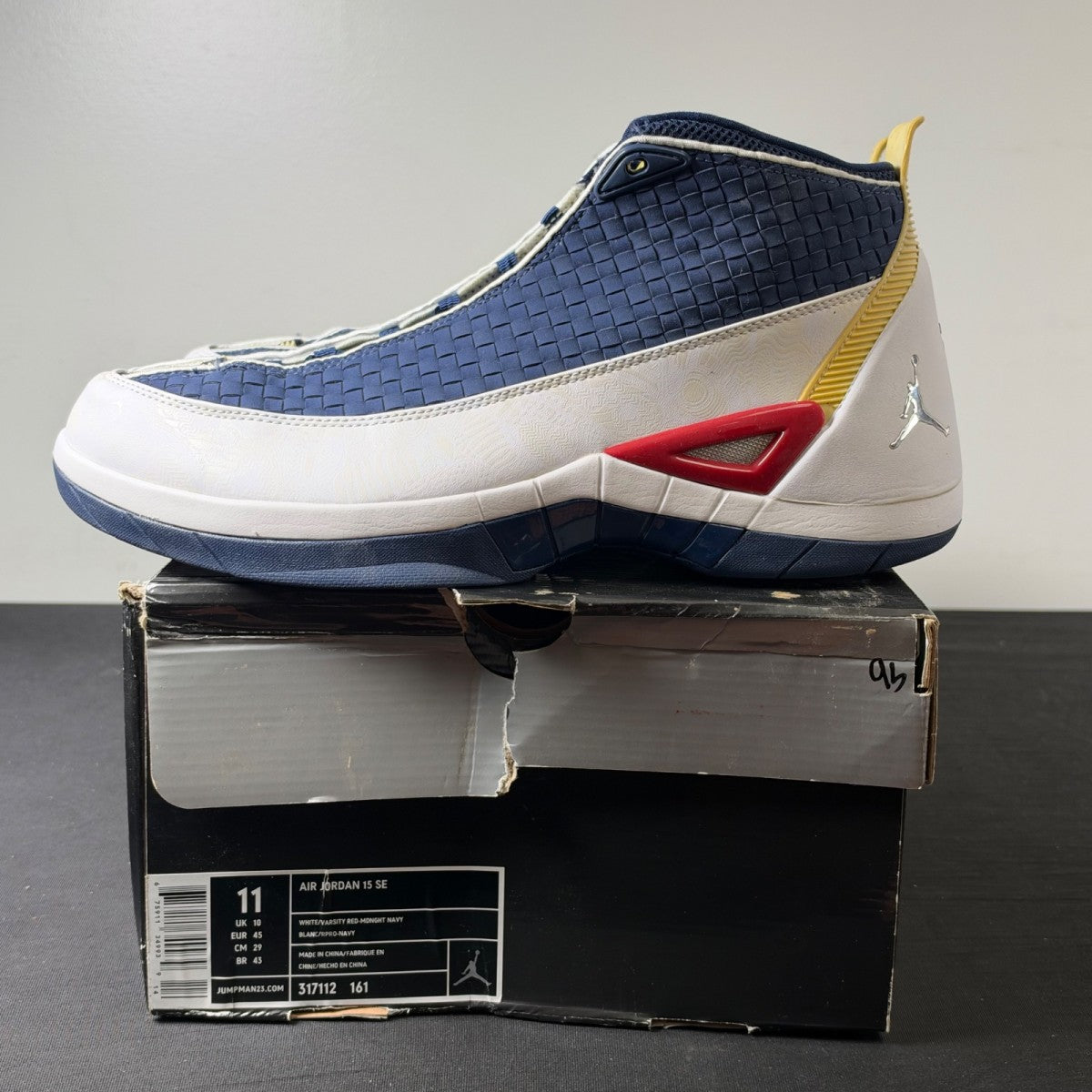 Jordan 15 SE White Navy Red (Size 11) - Image 3