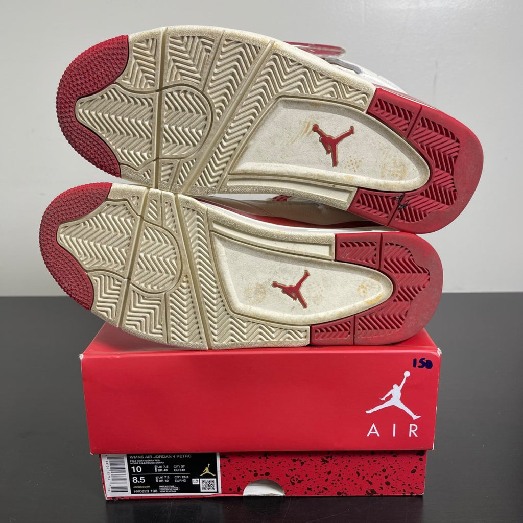 Jordan 4 Retro Valentine's Day Sierra Red (Women's) 10W (Moderately Worn Pre-Owned)JordanPale Ivory/Sierra Red/Tough Red - Image 5