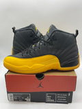 Jordan 12 Retro Black University Gold 10 (Moderately Worn Pre-Owned) - Image 1