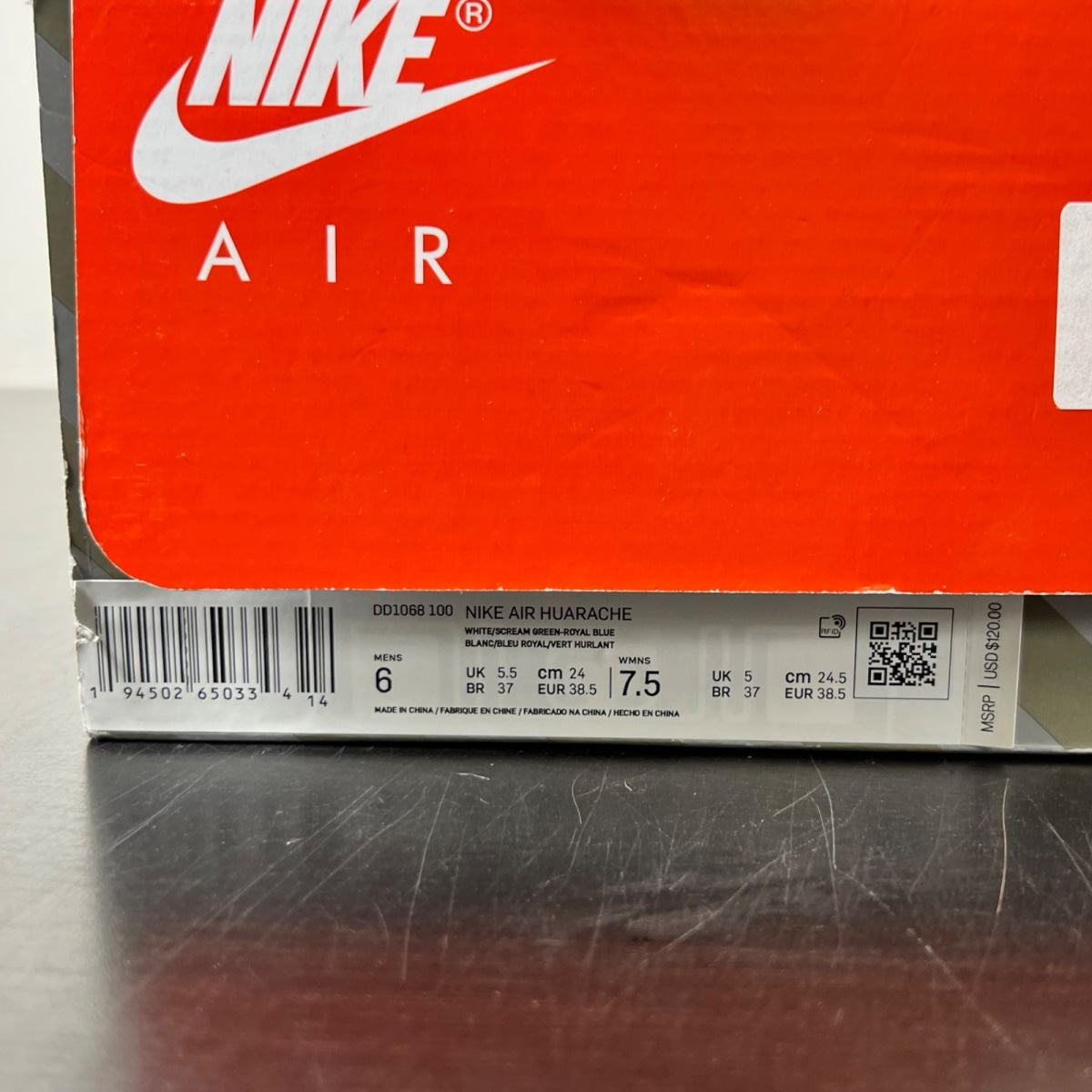 Nike Air Huarache Scream Green (2021) 6 (Lightly Worn Pre-Owned)NikeWhite/Scream Green-Royal Blue-Black - Image 5