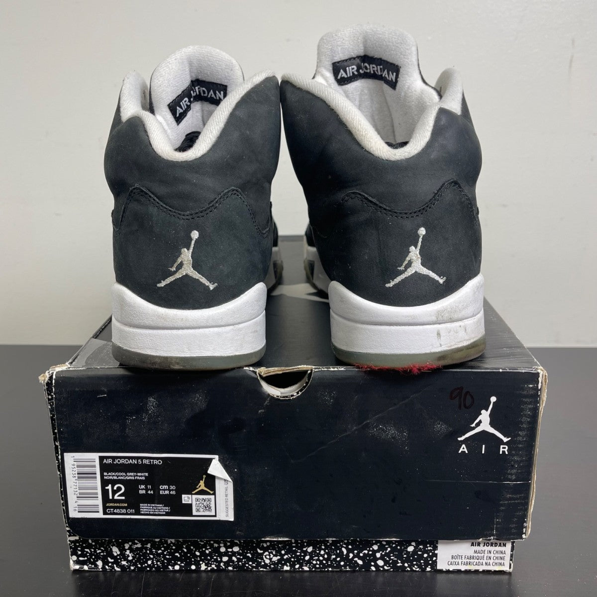 Jordan 5 Retro Moonlight (2021) 12 (Moderately Worn Pre-Owned)JordanBlack/Cool Grey-White - Image 4