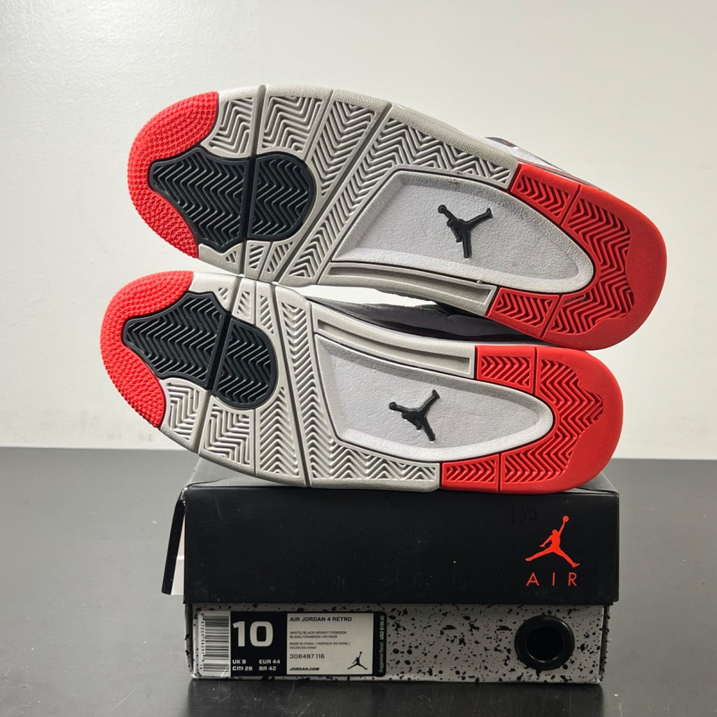 Jordan 4 Retro Flight Nostalgia 10 (Lightly Worn Pre-Owned)JordanWhite/Black-Bright Crimson-Pale Citron - Image 6