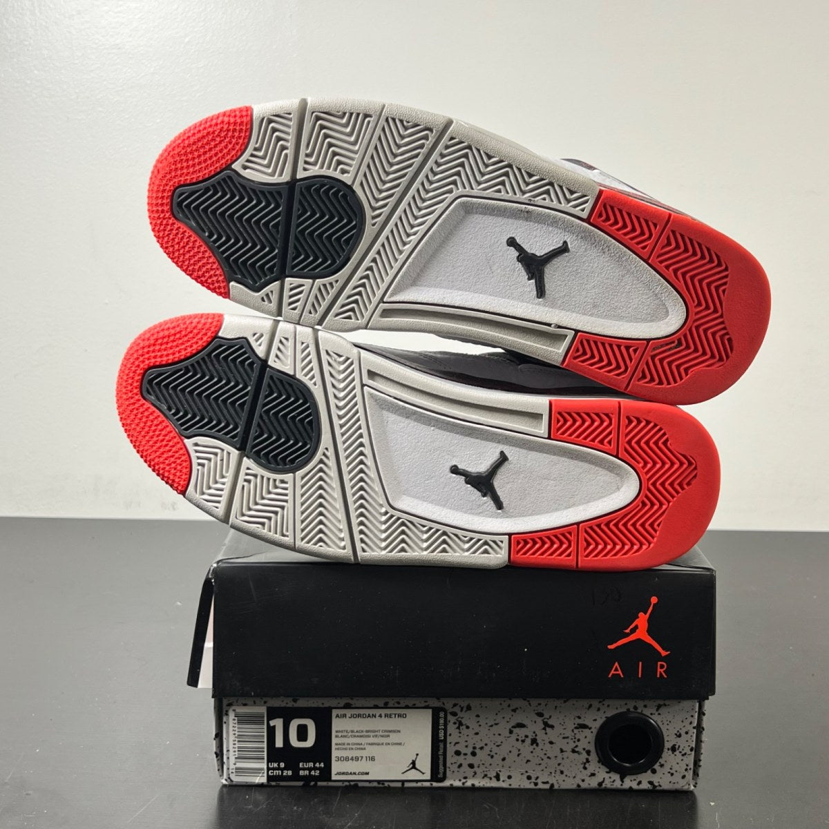 Jordan 4 Retro Flight Nostalgia 10 (Lightly Worn Pre-Owned)JordanWhite/Black-Bright Crimson-Pale Citron - Image 6