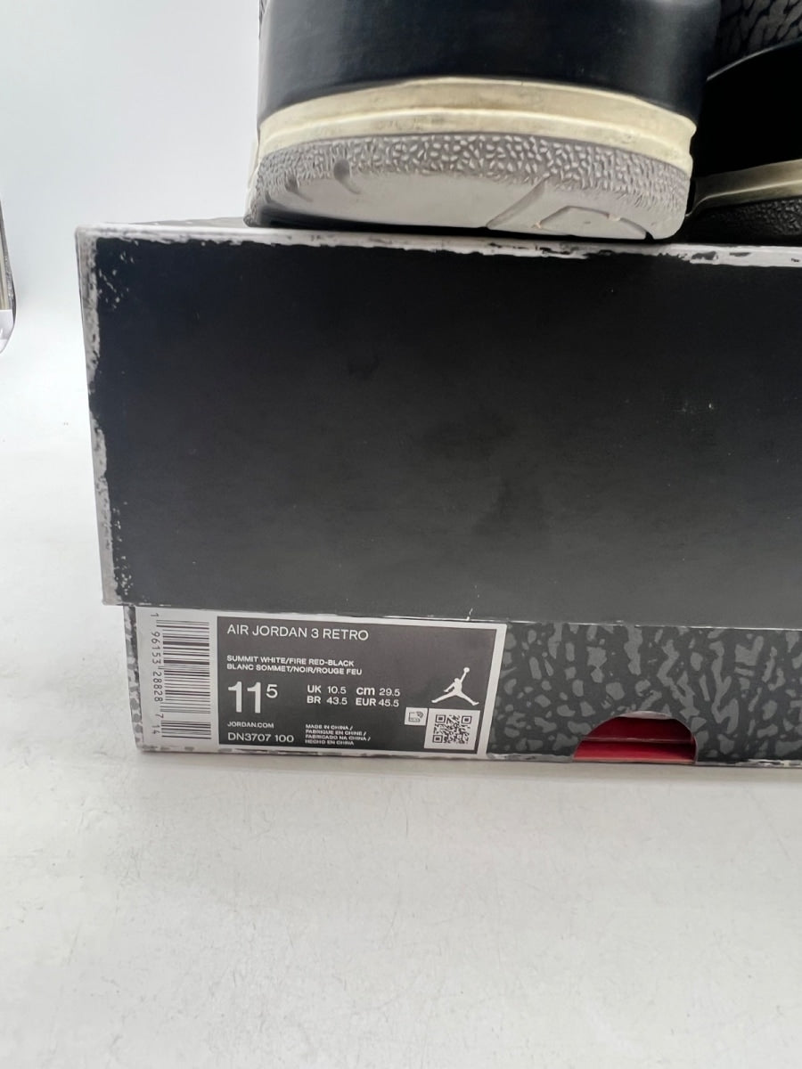 Jordan 3 Retro White Cement Reimagined 11.5 (Heavily Worn Pre-Owned)JordanSummit White/Fire Red/Black/Cement Grey - Image 4