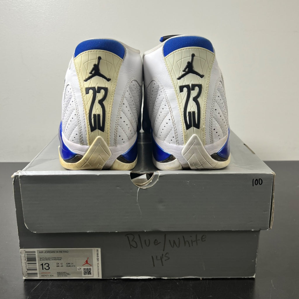 Jordan 14 Retro White Hyper Royal 13 (Moderately Worn Pre-Owned)JordanWhite/Black-Hyper Royal - Image 5