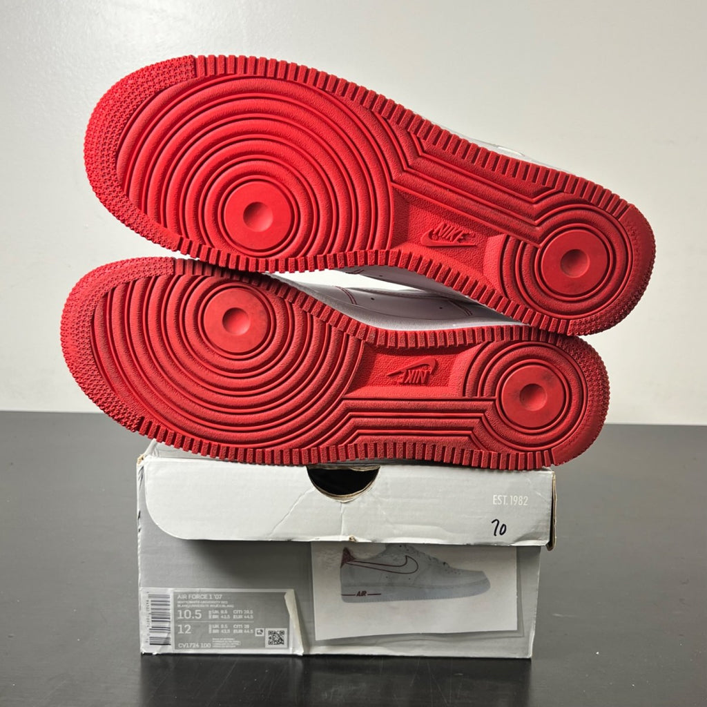 Nike Air Force 1 Low '07 White University Red 10.5 (Lightly Worn Pre-Owned)NikeWhite/University Red/White - Image 6