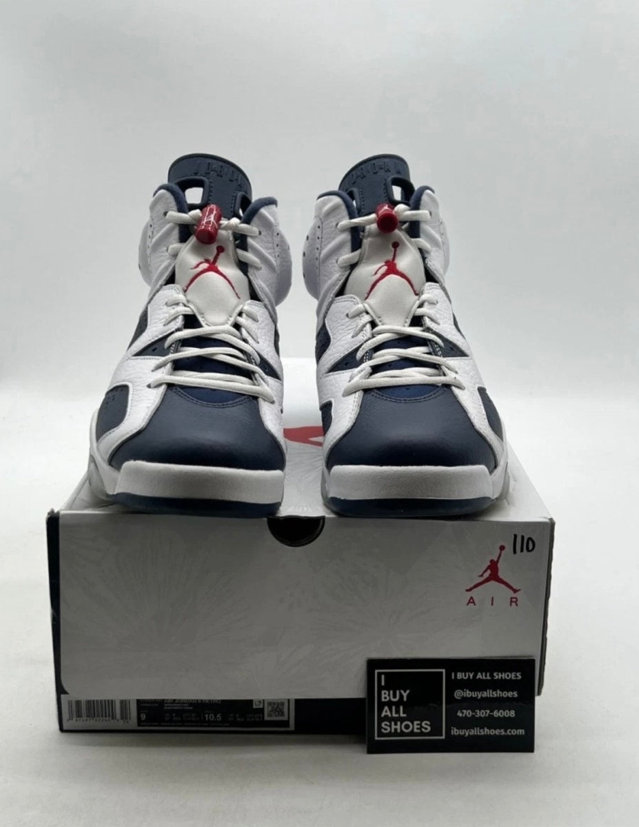 Jordan 6 Retro Olympic (2024) 9 (Lightly Worn Pre-Owned)JordanWhite/Varsity Red/Midnight Navy - Image 3