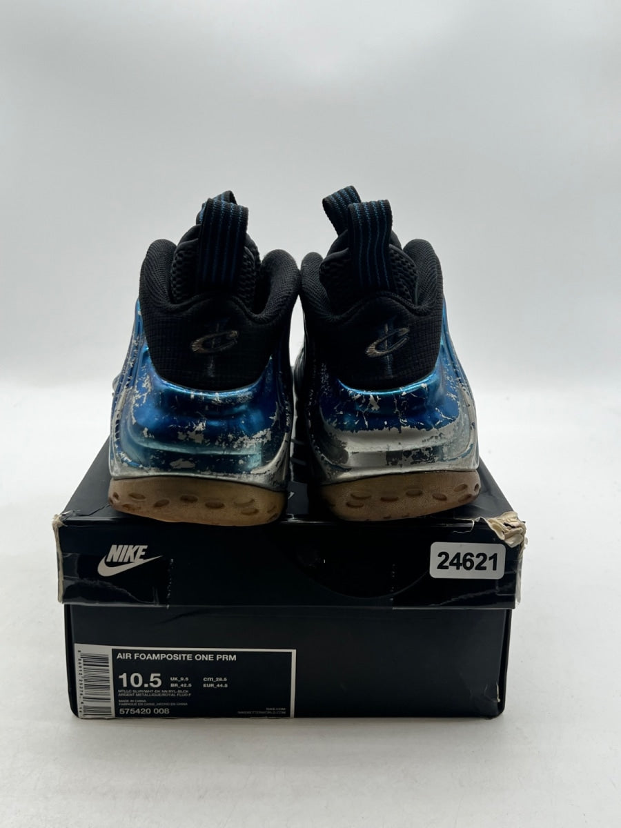 Nike Air Foamposite One Blue Mirror 10.5 (Heavily Worn Pre-Owned)NikeMetallic Silver/Black-Dark Neon Royal-White - Image 3