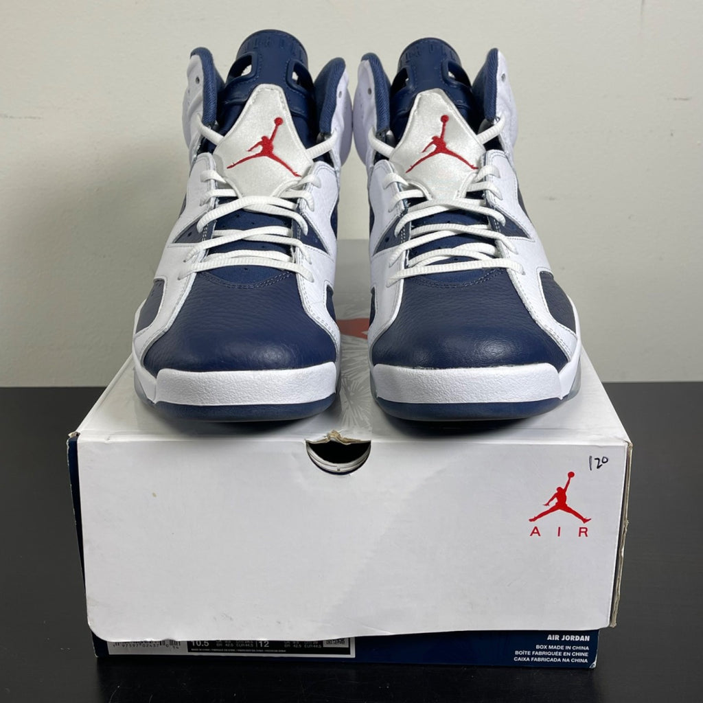 Jordan 6 Retro Olympic (2024) 10.5 (Moderately Worn Pre-Owned)JordanWhite/Varsity Red/Midnight Navy - Image 2