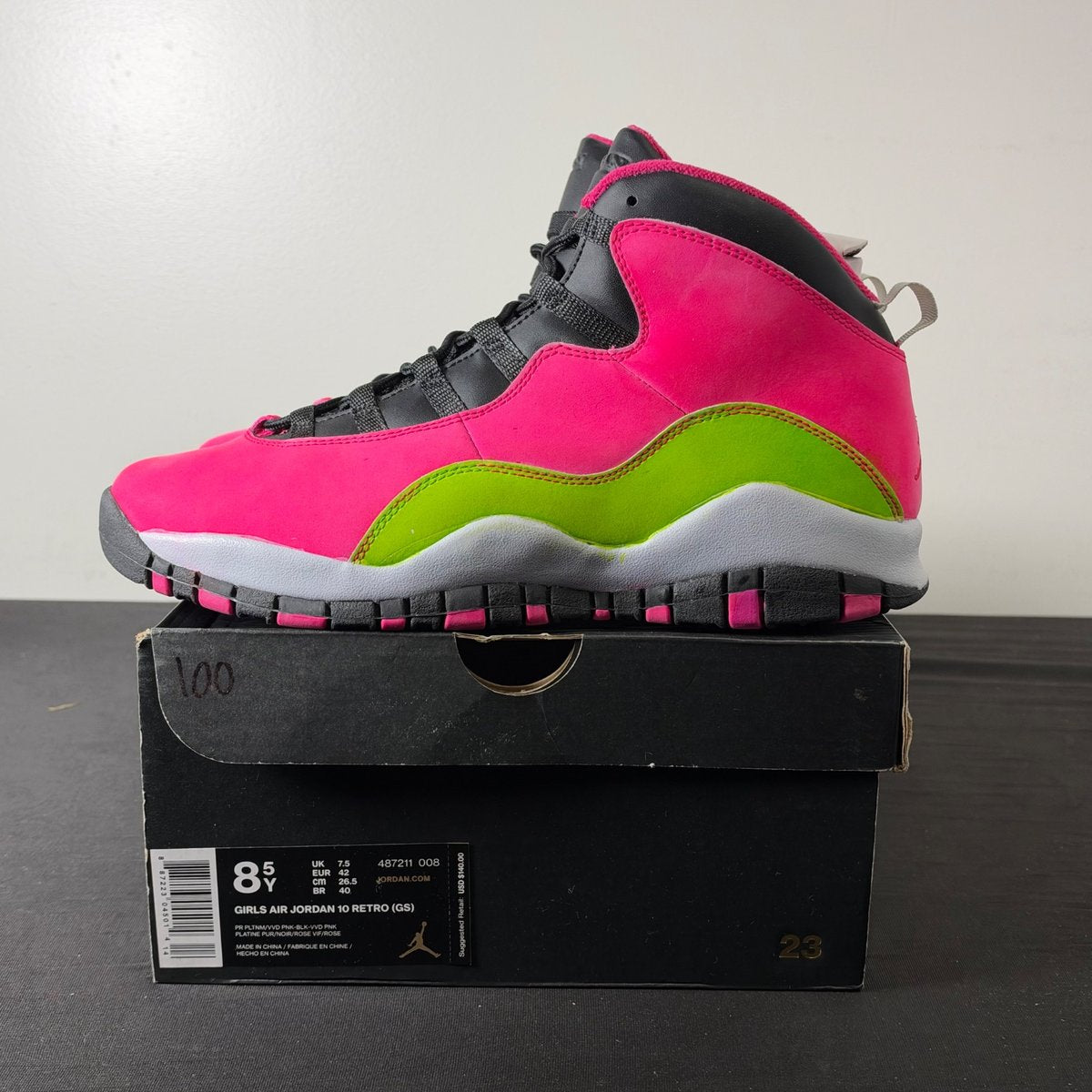 Jordan 10 Retro Vivid Pink (GS) (Size 8.5Y) - aux