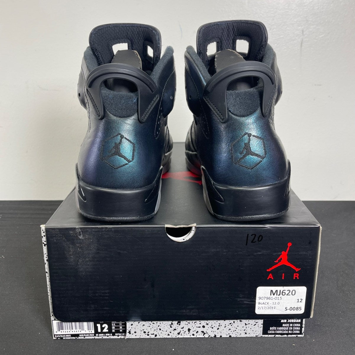 Jordan 6 Retro All-Star Chameleon (2017) 12 (Moderately Worn Pre-Owned)JordanBlack/Black-Metallic Silver-White - Image 4
