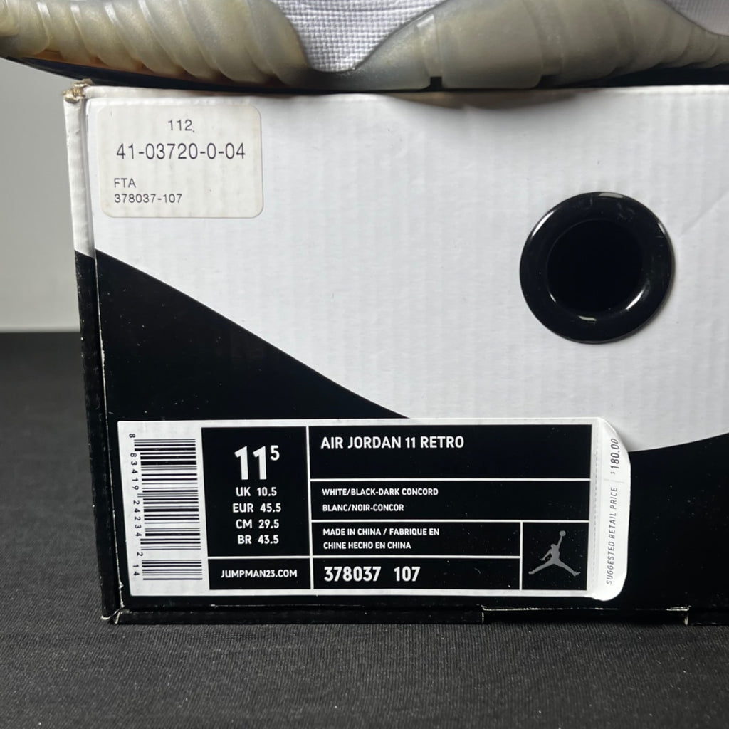 Jordan 11 Retro Concord (2011) 11.5 (Moderately Worn Pre-Owned)JordanWhite/Black-Dark Concord - Image 4