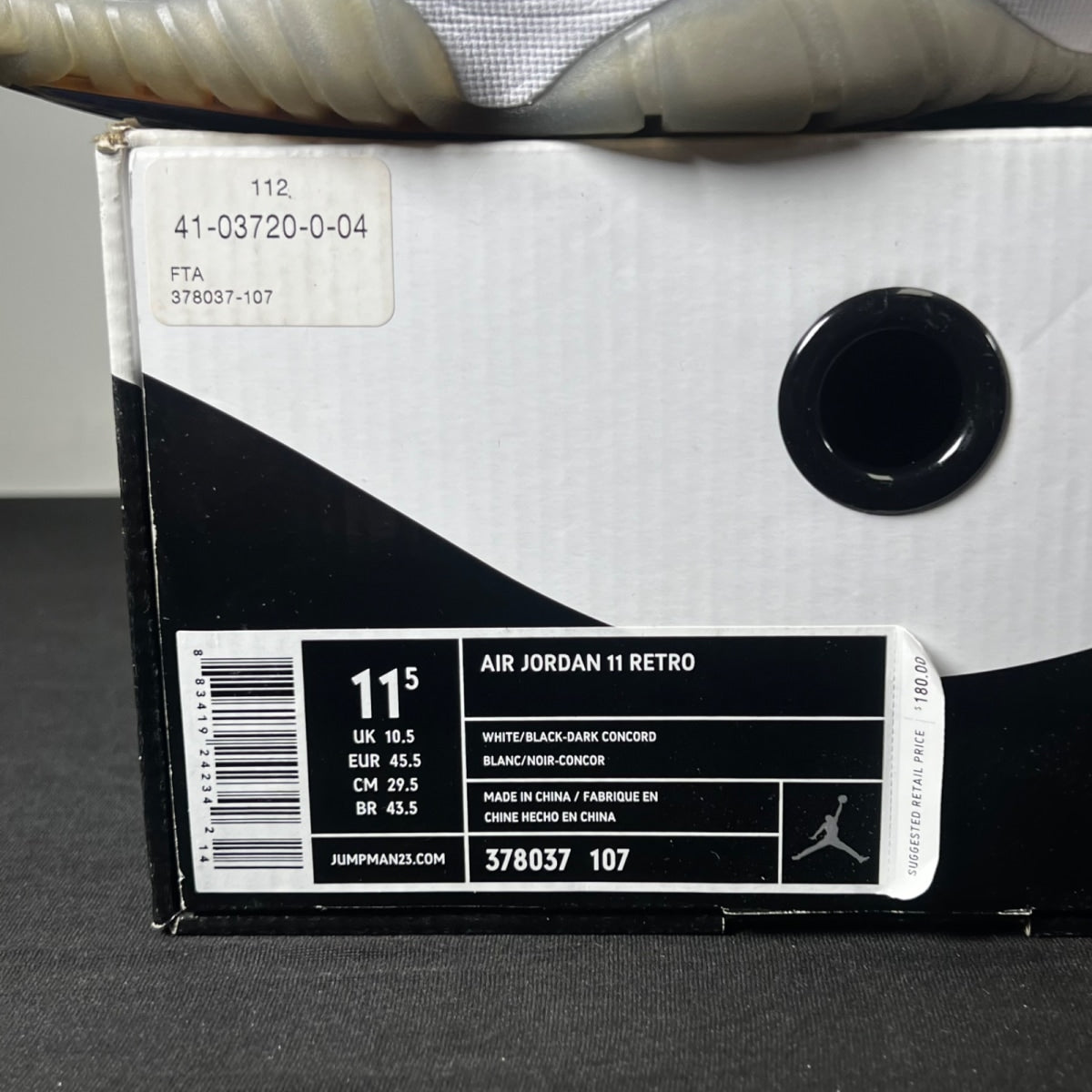 Jordan 11 Retro Concord (2011) 11.5 (Moderately Worn Pre-Owned)JordanWhite/Black-Dark Concord - Image 4