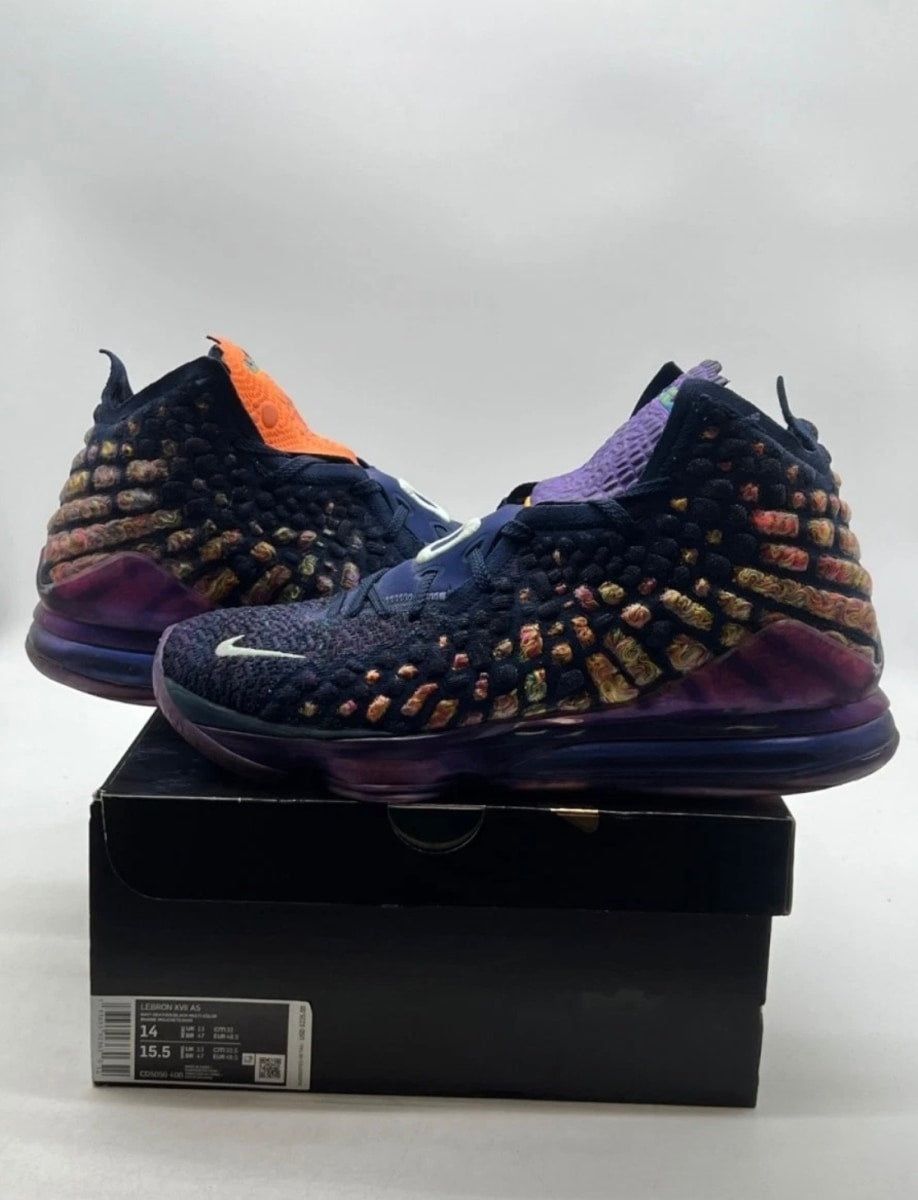 Nike LeBron 17 Monstars 14 (Lightly Worn Pre-Owned)NikeNavy Heather/Multi-Color-Black - Image 1