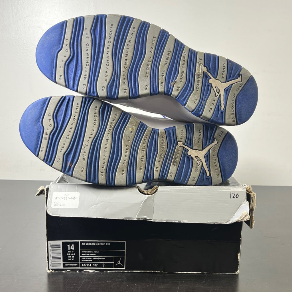 Jordan 10 Retro Old Royal 14 (Heavily Worn Pre-Owned)JordanWhite/Old Royal-Stealth - Image 6