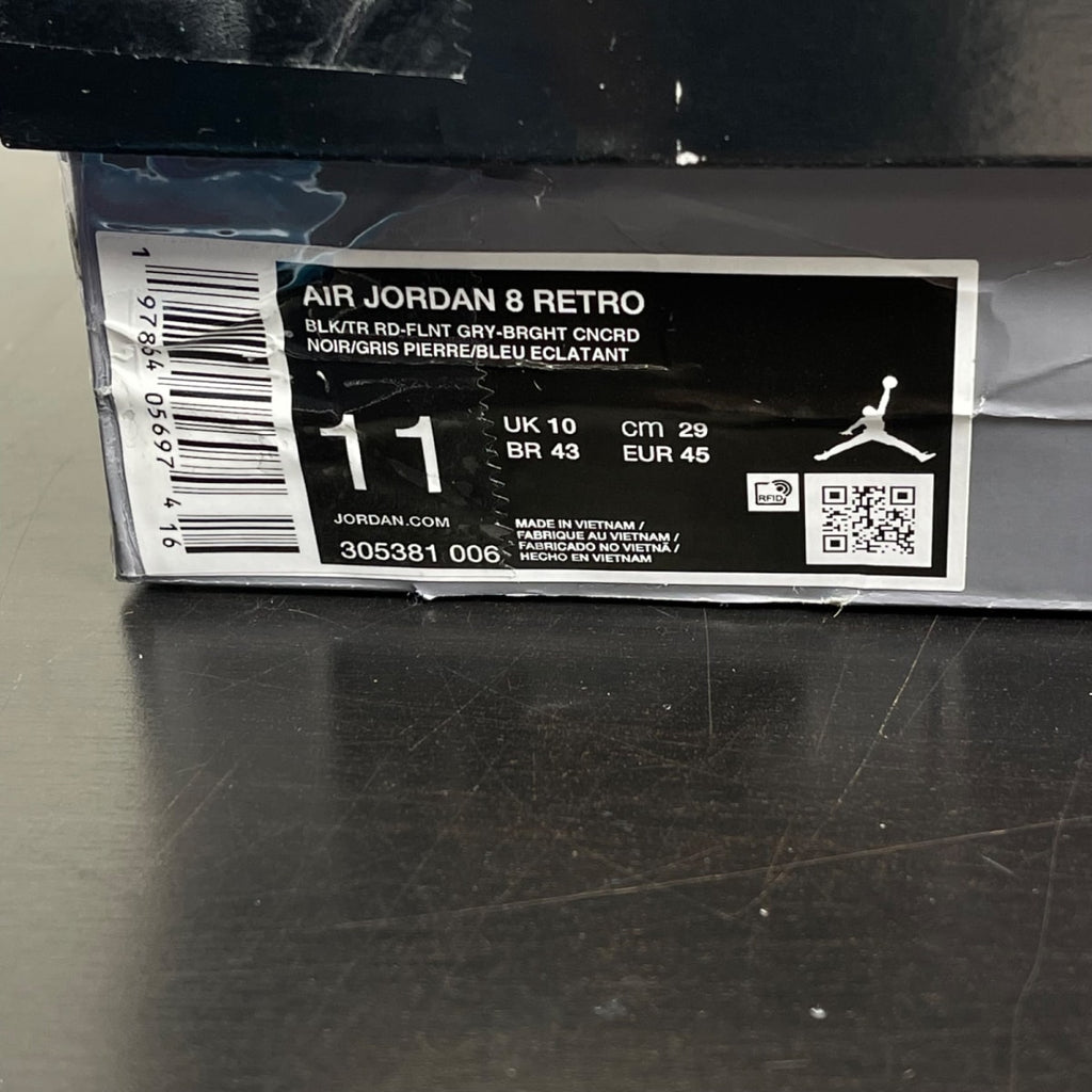 Jordan 8 Retro Aqua (2025) 11 (Moderately Worn Pre-Owned)JordanBlack/True Red-Iron Grey-Bright Concord-Aquatone - Image 7