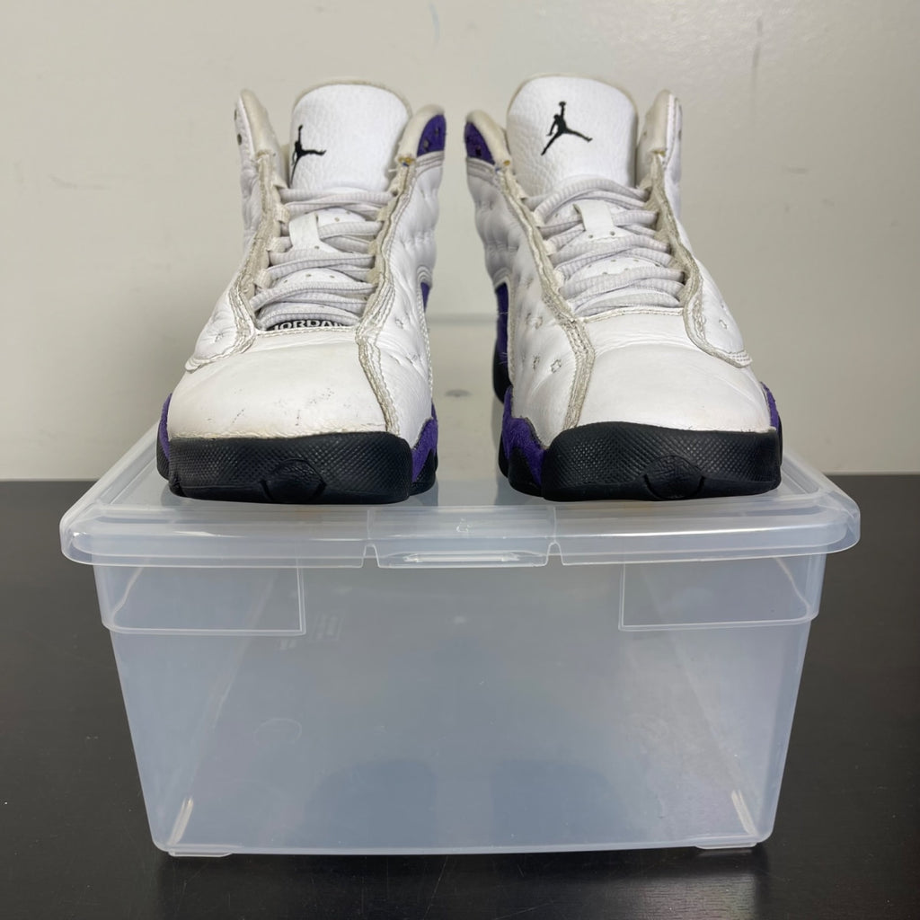 Jordan 13 Retro Lakers (GS) 4Y (Moderately Worn Pre-Owned)JordanWhite/Black-Court Purple-University Gold - Image 2